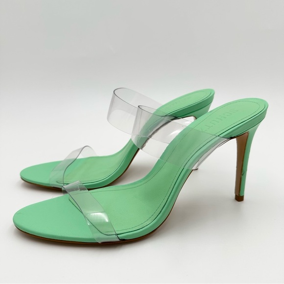 SCHUTZ Ariella Transparent Strappy Heel Deep Mint Green - Picture 4 of 11